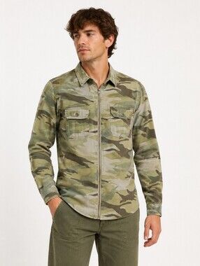Olive Green Camo Utility Jacket Size Medium Mens By Red Camel